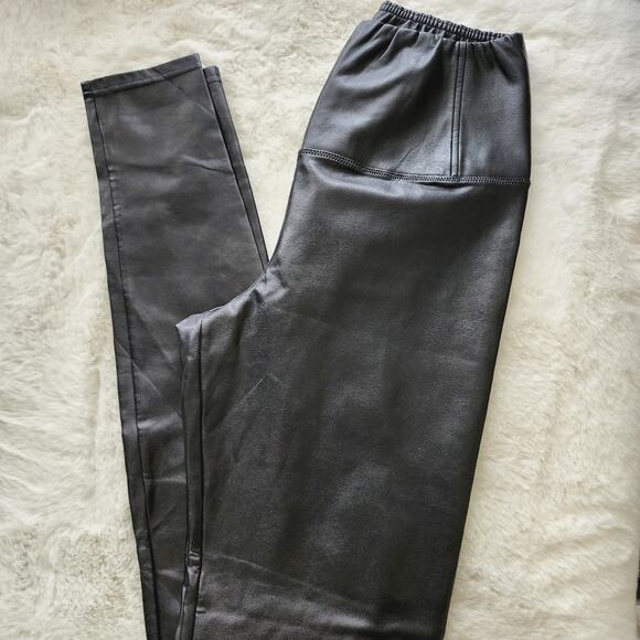 Aritzia Wilfred Free Daria Faux Leather High Waisted Leggings Black S - Picture 2 of 11